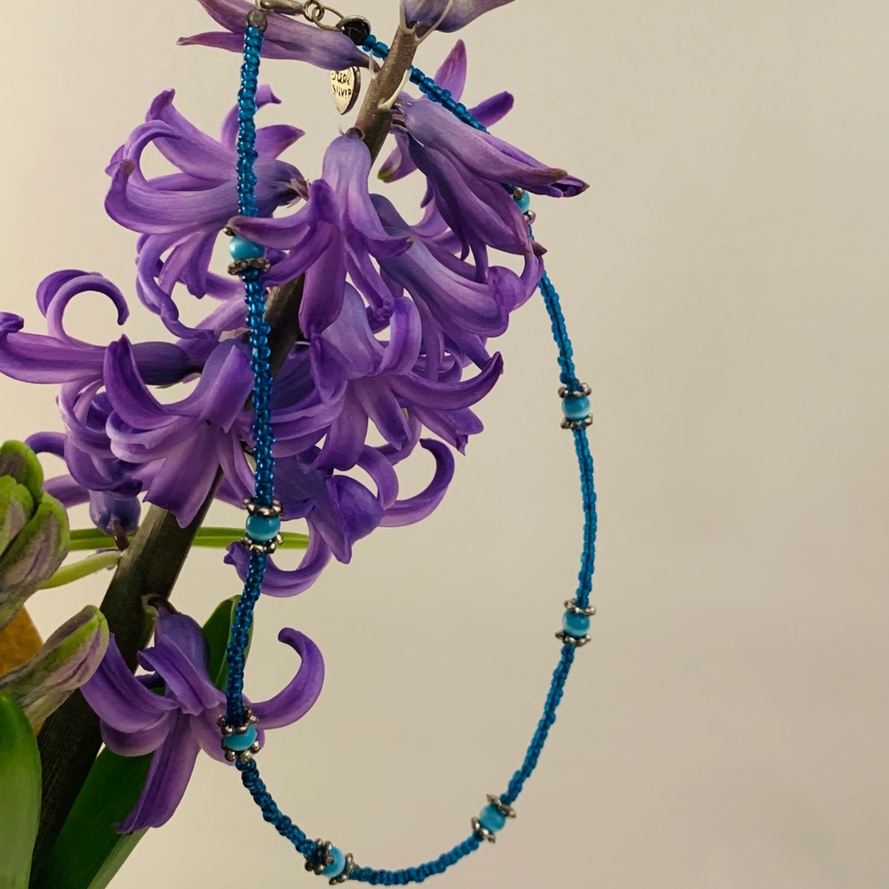 Blue Bead Choker - 12.5 inches long